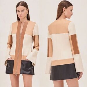 NWT Alexis Long Sleeve Vegan Leather Cameron Mini Dress Color Block Size: small